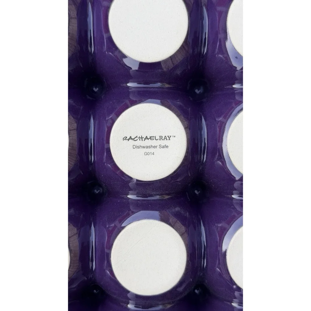 Rachael Ray Purple Stoneware Egg Tray Holder 12 Slot Kitchen‎ Organizer